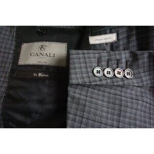 Canali Impeccable 1934 CURRENT Wool Gray Plaid 2 Pc Suit Jacket Pants Sz 38R